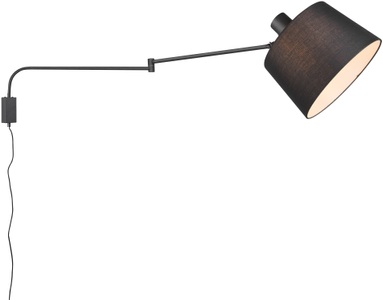 TRIO LEUCHTEN, Wandleuchte Baldo mit Kabel + Stecker, schwarz, Moderne Wandleuchte schwarz verstellbar - Chantal