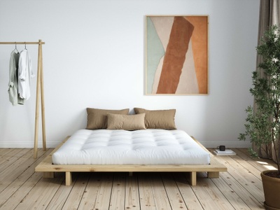 Karup, Karup - Bettgestell Japan Bed - 140 x 200 cm - Hellbeige, Karup Design Bettgestell »JAPAN BED Bodenbett, Holzrahmen, Futonbett, Jugendbett, Holzbett«, Massivholzbett mit Lattenrost, Kiefer massiv, Bett ohne Kopfteil
