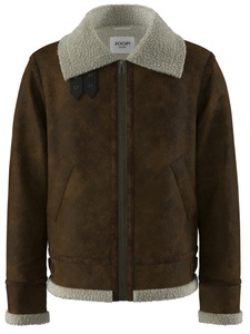 Joop Jeans Lederimitatjacke »Sawyer«, ohne Kapuze, Mit Rundhalsausschnitt