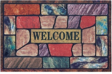 White Label, White Label - Fussmatte - 45 x 70 cm - Multicolor, Home affaire Fussmatte »Welcome Bunt, Türmatte«, rechteckig, 6 mm Höhe, mit Spruch, Schrift Design, Rutschfest, Schmutzfang