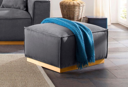 HOME AFFAIRE, Home affaire Hocker »Terry«, mit offener Kedernaht und Holzuntergestell, Home affaire Hocker »Terry«, mit offener Kedernaht und Holzuntergestell