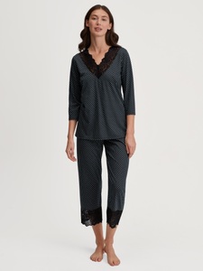 CALIDA Capri-Pyjama »Deep Dreams«, (2 tlg.), 7/8-Länge, gepunktet, Spitze, atmungsaktiv, weich