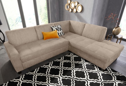 DOMO collection, DOMO collection Ecksofa, DOMO collection Ecksofa »Florentina L-Form«, wahlweise mit Bettfunktion, mit Kontrastnaht
