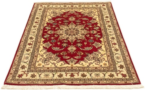 MorgenLand, morgenland Teppich »Täbriz 50 Raj Teppich handgeknüpft rot«, rechteckig, 7 mm Höhe, handgeknüpft, morgenland Teppich »Täbriz 50 Raj Teppich handgeknüpft rot«, rechteckig, 7 mm Höhe, handgeknüpft