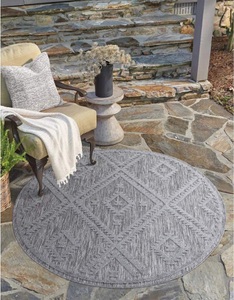Carpet City, Carpet City Teppich »Santorini«, rund, 5 mm Höhe, 3D-Effekt, für Wohnzimmer, Flur, Küche, Wintergarten, Balkon, Wetterfest & UV-beständig, Carpet City Teppich »In-& Outdoorteppich Santorini 454, 3D-Effekt, Raute-Optik«, rund, 5 mm Höhe, Wetterfest & UV-beständig für Terrasse, Balkon, Küche, Flur