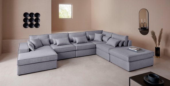 LeGer Home by Lena Gercke, LeGer Home by Lena Gercke Wohnlandschaft »Ceyda«, 6 Teile, zusammengesetzt aus Modulen, in vielen Bezugsqualitäten und Farben, fester Sitzkomfort, 