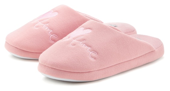 VIVANCE, Vivance Clog »Pantoffel«, Hausschuh mit verspieltem Schriftzug VEGAN, Vivance Hausschuh »Pantoffel, Clog«, mit verspieltem Schriftzug VEGAN