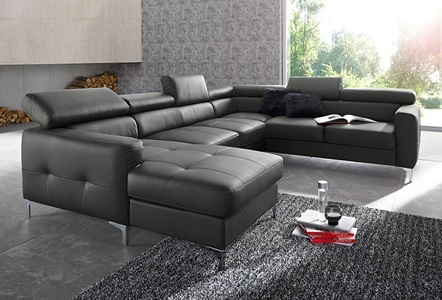 Cotta, COTTA Polstergarnitur, (Set), Set: bestehend aus Wohnlandschaft und Hocker, Sofa wahlweise mit Bettfunktion, COTTA Polstergarnitur »Sammy«, (Set, Tiefe der Recamiere 169 cm), Set: bestehend aus Wohnlandschaft und Hocker, wahlweise Bettfunktion