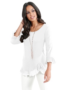 LADY, Lady Shirt mit Volants aus plissiertem Chiffon, 