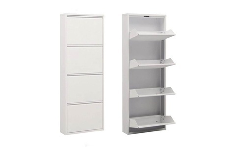 Woody Fashion, Woody Fashion Schuhschrank 50 x 137 x 15 cm, Weiss, WOODY FASHION Schuhschrank »50 x 137 x 15 cm, Weiss«