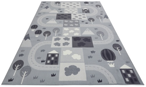 Hanse Home, HANSE Home Teppich »Mountaintrack«, rechteckig, 0,9 mm Höhe, Weicher Flor, Schaldämmende Spielunterlage, Kinderzimmer, Strassen Design, Kurzflor, Robust, pflegeleicht, HANSE Home Teppich »Mountaintrack«, rechteckig, 0,9 mm Höhe, Schaldämmende Spielunterlage, Strassen Design, Kurzflor, Robust