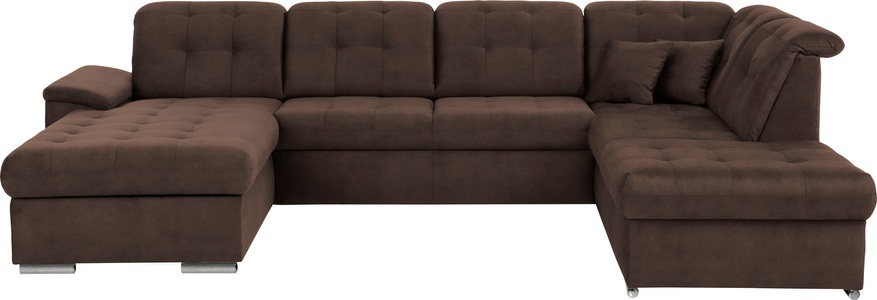 exxpo - sofa fashion, exxpo - sofa fashion Wohnlandschaft, (4 St.), 6x Kopfteilverstellung, Wahlweise mit Bettfunktion und Bettkasten, exxpo - sofa fashion Wohnlandschaft »Durango, aufwendige Sitz- und Rückenverarbeitung, bequem, U-Form« inkl. Kopfteilverstellung, wahlweise mit Bettfunktion und Bettkasten