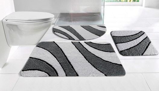 my home Badematte »Anna, Badvorleger, Badezimmer Teppich«, rutschhemmend beschichtet, fussbodenheizungsgeeignet-schnell trocknend, Badteppich, Hoch Tief Effekt, Modern, Weich, Wellen