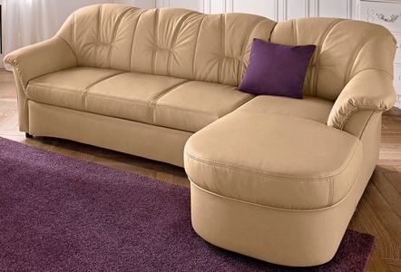 DOMO collection, DOMO collection Ecksofa, DOMO collection Ecksofa »Flores Schlafsofa, B/T/H: 233/142/86 cm, L-Form«, wahlweise mit Bettfunktion, wahlweise mit Federkern, auch in Leder