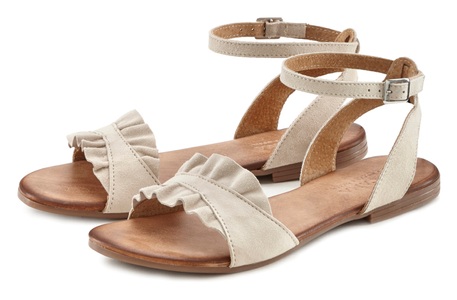 Lascana, LASCANA Sandale, aus hochwertigem Leder mit kleinen Rüschen, LASCANA Sandale, Sandalette, Sommerschuh aus hochwertigem Leder mit kleinen Rüschen