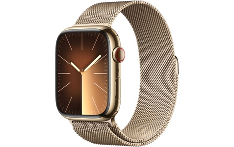 Apple, APPLE Watch Series 9 (GPS + Cellular, Edelstahl) 45 mm - Smartwatch (Stufenlos verstellbar, Edelstahl, Gold/Gold), Apple Smartwatch »Series 9, GPS + Cellular, Edelstahl-Gehäuse mit Milanaise Armband«, Watch OS 10, 64 GB,)