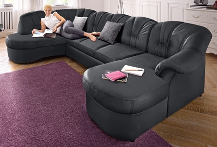 DOMO collection, DOMO collection Wohnlandschaft, DOMO collection Wohnlandschaft »Flores auch in Leder-Bezug, B/T/H: 293/180/86 cm, U-Form« wahlw. mit Bettfunktion, wahlw. mit Federkern, Unser Dauertiefpreis