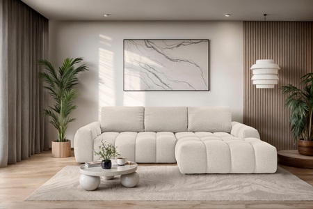 INOSIGN, INOSIGN Ecksofa »AZITA klein optionale Schlafsofa mit Bettkasten, B/T/H: 270/166,5/84cm«, L-Form mit Wellenunterfederung, Bubble-Optik, GOODproduct Ecksofa »AZITA L-Form, 270 cm - OTTO. Verlässliche Qualität.« wahlweise als Schlafsofa m. Bettkasten, Bubble-Optik