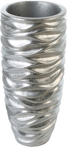 Gilde, GILDE Pflanzkübel »Pflanzkübel Waves, silberfarben«, (1 St.), Blumenkübel, Pflanzübertopf, Blumentopf, aus Fiberglas, wasserdicht, mit eingearbeiteten Pflanztopf, in 2 Grössen erhältlich, Wohnzimmer, GILDE Übertopf »Waves, silberfarben«, (1 St.), silberfarben
