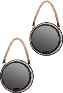 HOME AFFAIRE, Home affaire Spiegelwandblaker »Anandi« (Set, 2-tlg.), Myflair Möbel & Accessoires Spiegelwandblaker »Anandi, schwarz«, (Set, 2 St.), Landhaus, rund