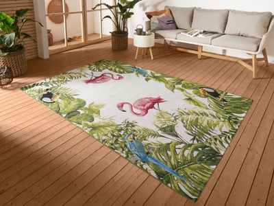Hanse Home, HANSE Home Outdoorteppich »Tropical Birds«, rechteckig, HANSE Home Outdoorteppich »Tropical Birds«, rechteckig, 3 mm Höhe, In-& Outdoor, Teppich, Wetterfest, Balkon, Garten, Wohnzimmer, Floral
