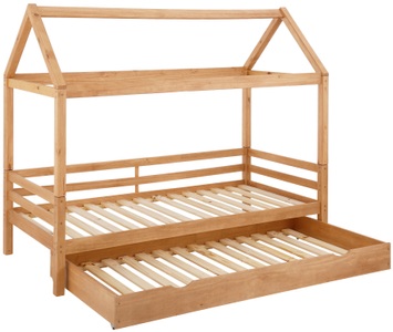 LÜTTENHÜTT, Lüttenhütt Kinderbett »Alpi«, aus massivem Kiefernholz, inklusive Bettschubkasten und Lattenrost, Liegefläche 90x200 cm, Hausbett, Lüttenhütt Kinderbett »Alpi«, inklusive Bettschubkasten und Lattenrost, Liegefläche 90x200 cm