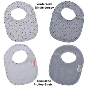 WOERNER, WÖRNER SÜDFROTTIER Druckknopflatz Sterne grau 2er Set 22 x 29 cm, Wörner Lätzchen »Sterne grau Druckknopflatz 22x29 cm« 2 Stk. tlg. mit Druckknöpfen, maschinenwaschbar, trocknergeeignet