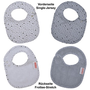 WOERNER, WÖRNER SÜDFROTTIER Druckknopflatz Sterne grau 2er Set 22 x 29 cm, Wörner Lätzchen »Sterne grau Druckknopflatz 22x29 cm« 2 Stk. tlg. mit Druckknöpfen, maschinenwaschbar, trocknergeeignet