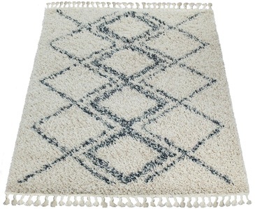 PACO HOME, Teppich, »Nador 751«, Paco Home, rechteckig, Höhe 55 mm, maschinell gewebt, Paco Home Hochflor-Teppich »Nador 751«, rechteckig, 54 mm Höhe, weicher Shaggy mit Rauten Design und Fransen
