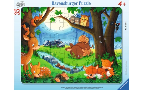 Ravensburger Verlag, Wenn kleine Tiere schlafen gehen, Ravensburger Kinderpuzzle - 05146 Wenn kleine Tiere schlafen gehen - Rahmenpuzzle für Kinder ab 3 Jahren mit 35 Teilen