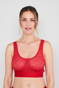 JOOP! Jeans Bustier Rundhalsausschnitt, elastisch, Jacquard-Spitze