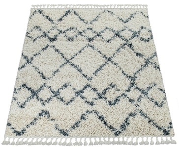 PACO HOME, Teppich, »Nador 757«, Paco Home, rechteckig, Höhe 55 mm, maschinell gewebt, Paco Home Hochflor-Teppich »Nador 757«, rechteckig, 54 mm Höhe, weicher Shaggy mit Rauten Design und Fransen