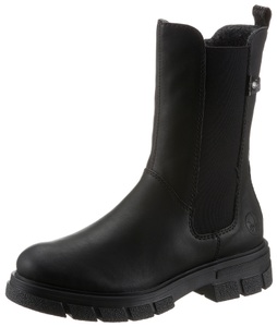 Rieker, Rieker Damen Chelsea Boot Schwarz, Rieker Chelseaboots, Stiefelette, Blockabsatz, Boots mit breitem Stretcheinsatz
