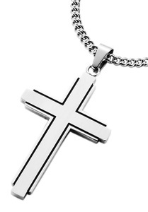 FIRETTI, Firetti Kette mit Anhänger »Kreuz«, Firetti Kette mit Anhänger »Schmuck Geschenk Kreuz, teilweise geschwärzt«