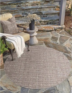 Carpet City, Carpet City Teppich »Santorini«, rund, 5 mm Höhe, 3D-Effekt, für Wohnzimmer, Flur, Küche, Wintergarten, Balkon, Wetterfest & UV-beständig, Carpet City Teppich »In-& Outdoorteppich Santorini 450, 3D-Effekt, Gestreift«, rund, 5 mm Höhe, Wetterfest & UV-beständig für Terrasse, Balkon, Küche, Flur