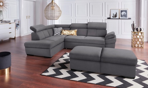 exxpo - sofa fashion, exxpo - sofa fashion Ecksofa, inklusive Kopfteil- und Armteilverstellung, wahlweise mit Bettfunktion, exxpo - sofa fashion Ecksofa »Salerno, klassisch modernes Funktionssofa, hoher Sitzkomfort, L-Form«, inkl. Kopf- und Armteilverstellung, wahlweise mit Bettfunktion