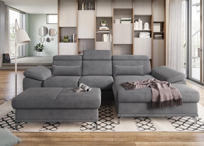 SIT&MORE, sit&more Ecksofa, sit&more Ecksofa »Cabrio L-Form, mit Sitztiefenverstellung, Arm- und Kopfteilverstellung«, 2 Nierenkissen, Federkern, optional Bettfunktion und Stauraum