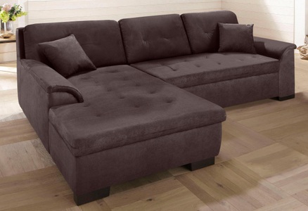 HOME AFFAIRE, Home affaire Ecksofa »Bergen«, wahlweise mit Bettfunktion, Home affaire Ecksofa »Bergen zeitlos & elegant, Breite 267cm, L-Form« wahlweise mit Bettfunktion L-Form