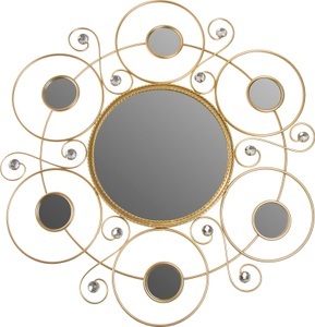 Myflair Möbel & Accessoires, Myflair Möbel & Accessoires Spiegel »Helios«, Myflair Möbel & Accessoires Dekospiegel »Helios, goldfarben«, (1 St.), Wandspiegel, Landhaus, rund, Rahmen aus Metall, mit Schmucksteinen