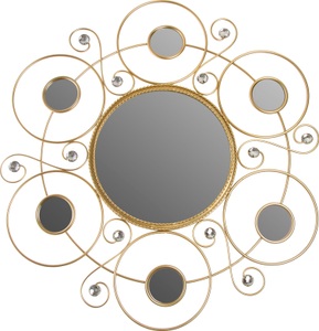 Myflair Möbel & Accessoires, Myflair Möbel & Accessoires Spiegel »Helios«, Myflair Möbel & Accessoires Dekospiegel »Helios, goldfarben«, (1 St.), Wandspiegel, Landhaus, rund, Rahmen aus Metall, mit Schmucksteinen