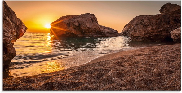 Artland Glasbild »Sonnenuntergang und Strand«