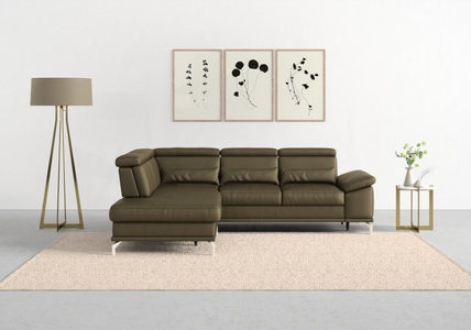 SIT&MORE, sit&more Ecksofa »Cabrio«, mit Sitztiefenverstellung und Federkern, 3 Nierenkissen, sit&more Ecksofa »Cabrio L-Form, B: 274 cm, mit Sitztiefen-, Arm- & Kopfteilverstellung« 3 Nierenkissen, Federkern, optional Bettfunktion und Stauraum
