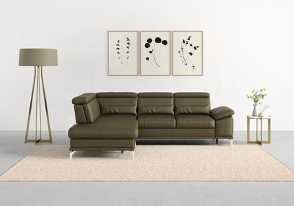 SIT&MORE, sit&more Ecksofa »Cabrio«, mit Sitztiefenverstellung und Federkern, 3 Nierenkissen, sit&more Ecksofa »Cabrio L-Form, B: 274 cm, mit Sitztiefen-, Arm- & Kopfteilverstellung« 3 Nierenkissen, Federkern, optional Bettfunktion und Stauraum
