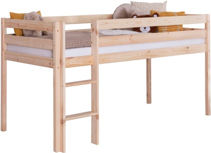 TICAA, Ticaa Hochbett, Kiefer »Malte«, Ticaa Hochbett »Malte, FSC®-zertifizierte Kiefer« 90x200cm Liegefläche, Höhe 114cm, mit Rollrost