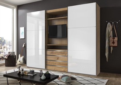 fresh to go, Fresh To Go Schwebetürenschrank mit drehbaren TV-Element, Aussentüren mit Glas, Wimex Schwebetürenschrank »Magic by fresh to go«, tolles EXTRA: mit drehbarem TV-Element, Fronten aus Glas