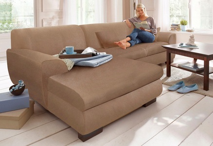 HOME AFFAIRE, Home affaire Ecksofa »Nika«, MELROSE®, Microfaser oder Struktur, wahlweise mit Bettfunktion, Home affaire Ecksofa »Nika zeitlos und elegant, L-Form« wahlweise mit Bettfunktion, auch in Cord