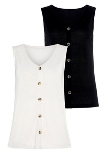 LASCANA Shirttop, (Packung, 2 tlg., 2er-Pack), mit Knöpfen in Hornoptik