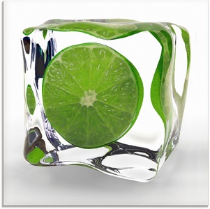 Artland, Artland Glasbild »Limette im Eiswürfel«, Artland Glasbild »Limette im Eiswürfel«, Lebensmittel, (1 St.), in verschiedenen Grössen