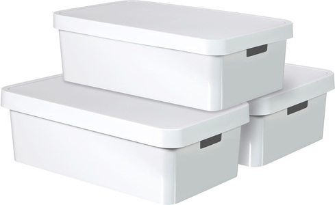 Curver, Curver Infinity Aufbewahrungsbox mit Deckel 3 Stk. 30 L Weiß 240671, Curver Organizer »INFINITY«, (3 St.), Aufbewahrungsbox, stapelbar, je 30 Liter, weiss