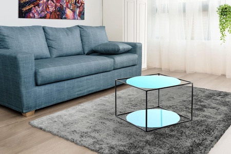 Kayoom, Kayoom Beistelltisch »Cody«, Kayoom Beistelltisch »Cody, Beistelltisch in Würfelform, offenes, modernes Design«, (1 St.), moderne Kubusform mit runden Ablageflächen aus Glas
